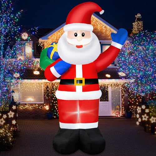 B&D 12FT Giant Christmas Inflatables Snowman Outdoor Decorations with Rotating LED Lights B36000