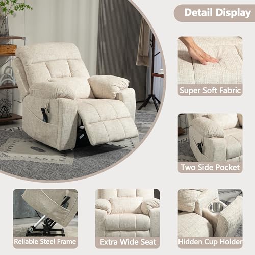 Power Lift Chair Recliner with Massage and Heat for Adults, Dual Motor H2507