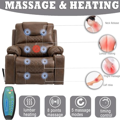 Power Lift Chair Recliner with Massage and Heat for Adults, Dual Motor H2507