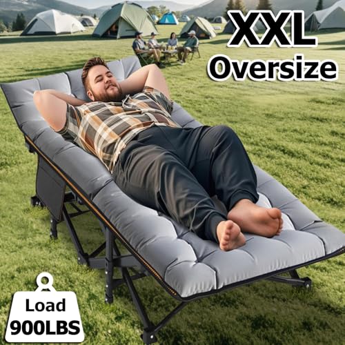 ABORON Oversized Folding Camping Cot for Adults, Double Layer 1200D, with Mat & Carrying Bag S2407