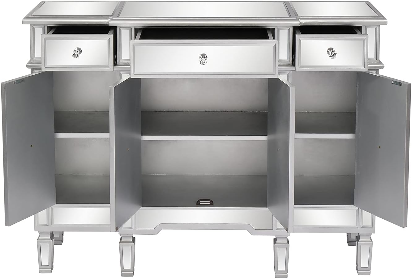 Mirrored Console Table Sideboard with 3 Drawers and Doors for Hallway and Living Room S324117