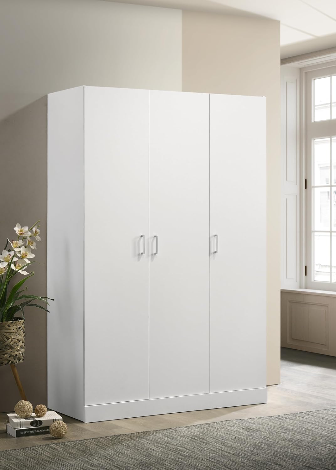 3 Doors Armoire Wardrobe, 71.5" H, White T2137