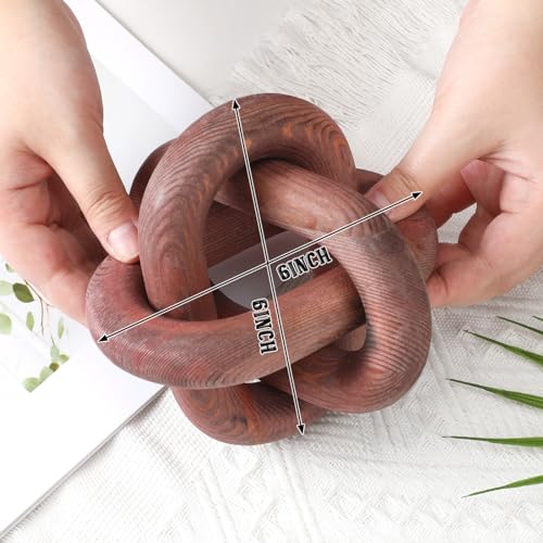 Hand Carved Wood Chain Link Decor for Coffee Table Shelf (Black) P51931