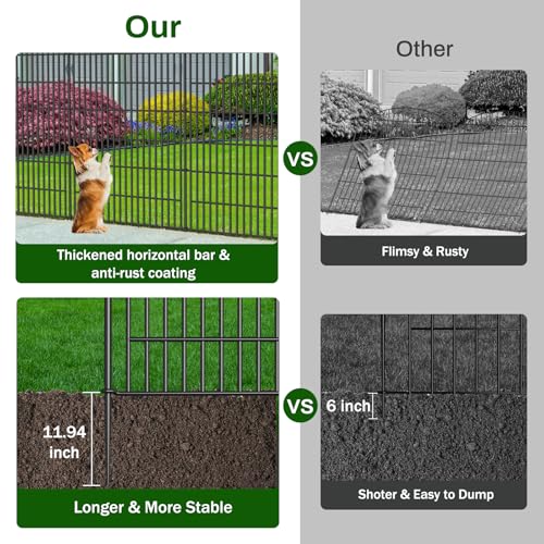 10 Panels No Dig Decorative Garden Fence, Rustproof Metal Dog Fence for Yard U518