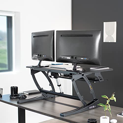 VIVO 36 inch Electric Stand Up Desk Converter, Black U953