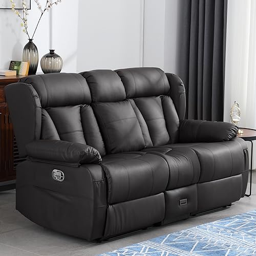 59" Manual Reclining Loveseat with Side Pockets, Wall Hugger, Brown T980023