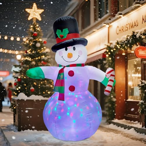 Dynaming 6 FT Christmas Inflatable Snowman with Rotating LED Lights O6348