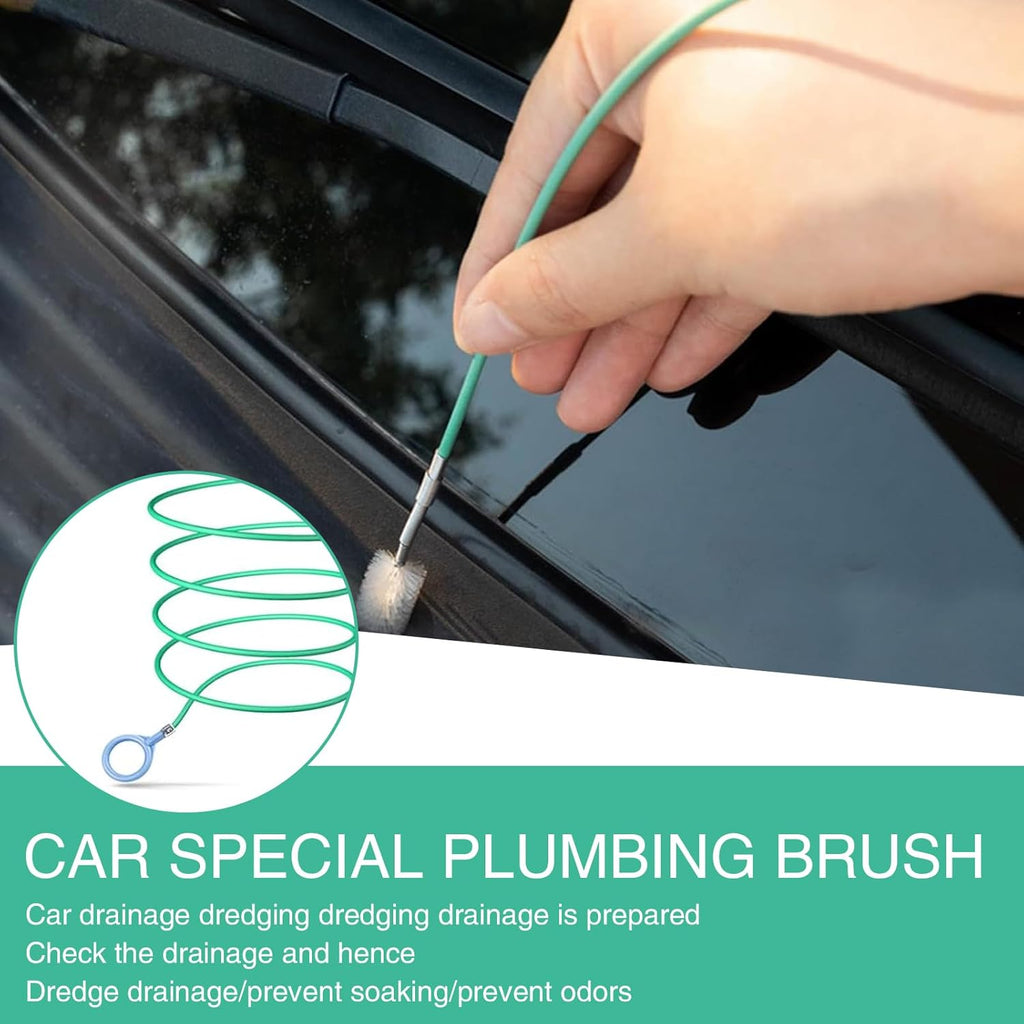 Car 9.8Ft Flexible Drain Hole Unblocker, Air Conditioning Pipe Cleaning Brush (Green) D889970