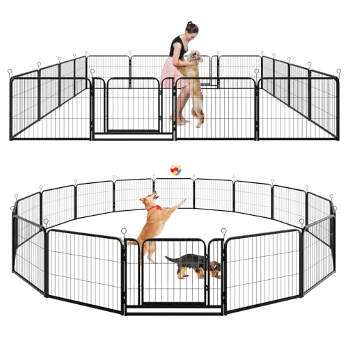Dog Playpen Outdoor Extra Wide 12 Panels Heavy Duty 40" Height with Doors Portable G77703
