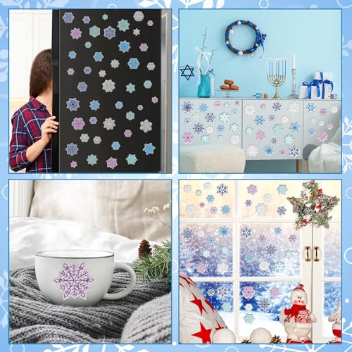Pickmesh 45 Pcs Christmas Snowflake Window Gel Clings Removable Reusable U3538