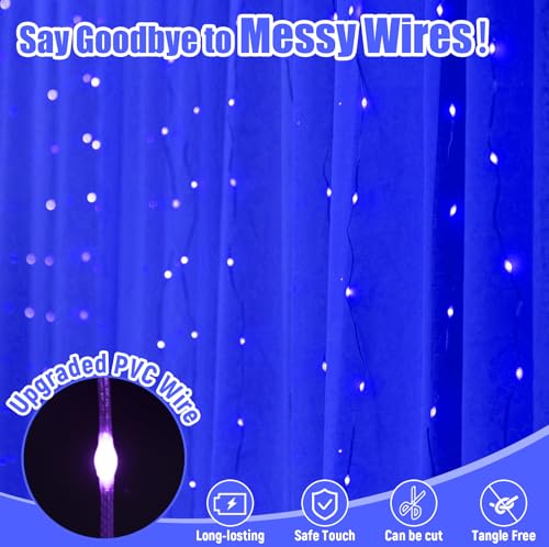 600LED Curtain Lights for Bedroom, Warm White, 8 Modes Y367582