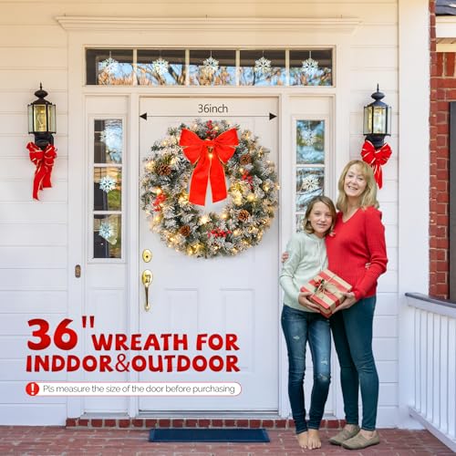 VINGLI 48 Inch Pre-lit Artificial Christmas Wreath with 150 LED Lights T885