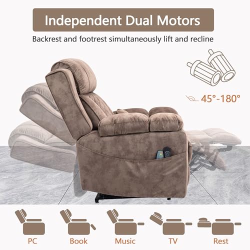 Power Lift Chair Recliner with Massage and Heat for Adults, Dual Motor H2507