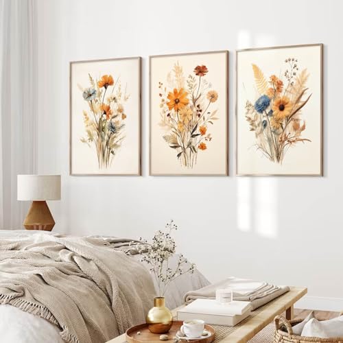 Sage Green Mountain Forest Canvas Wall Art Prints Set of 3, 12x16 Inch Unframed S399