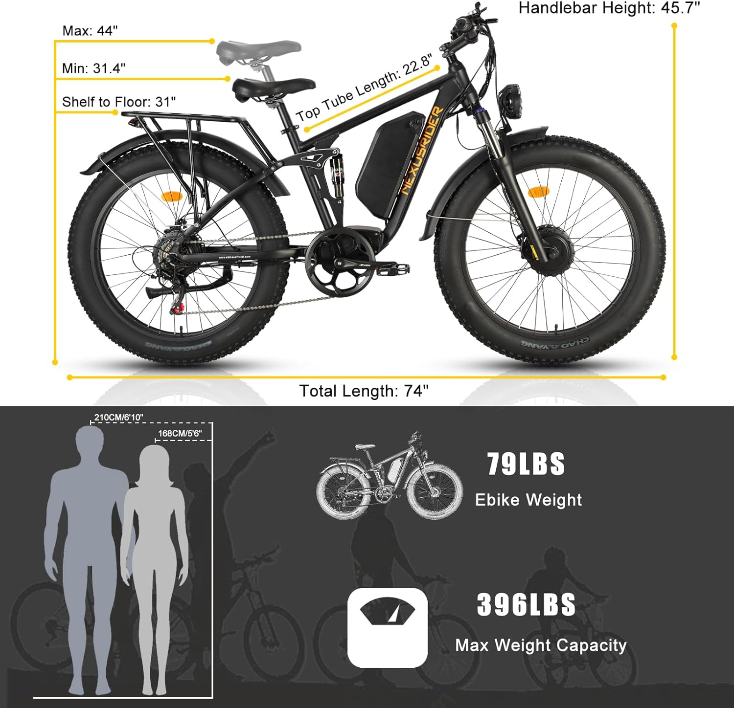 Nexusrider Trailblazer 2000W Electric Bike for Adults, 26" Fat Tire, 7 Speed S282