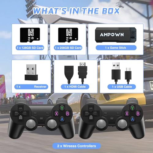 Retro Gaming Console 4K HD Game Stick with 128+256G TF Cards and Dual Controllers X778