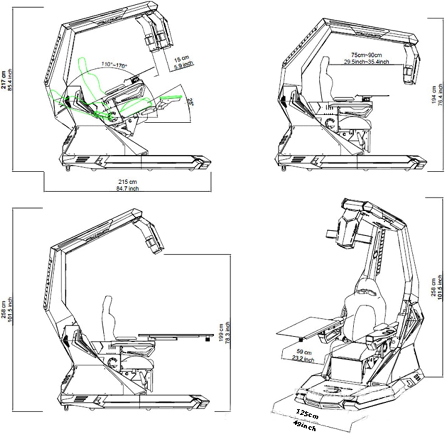 Family Zero Gravity Game Chair with Pedals and Massage E716649