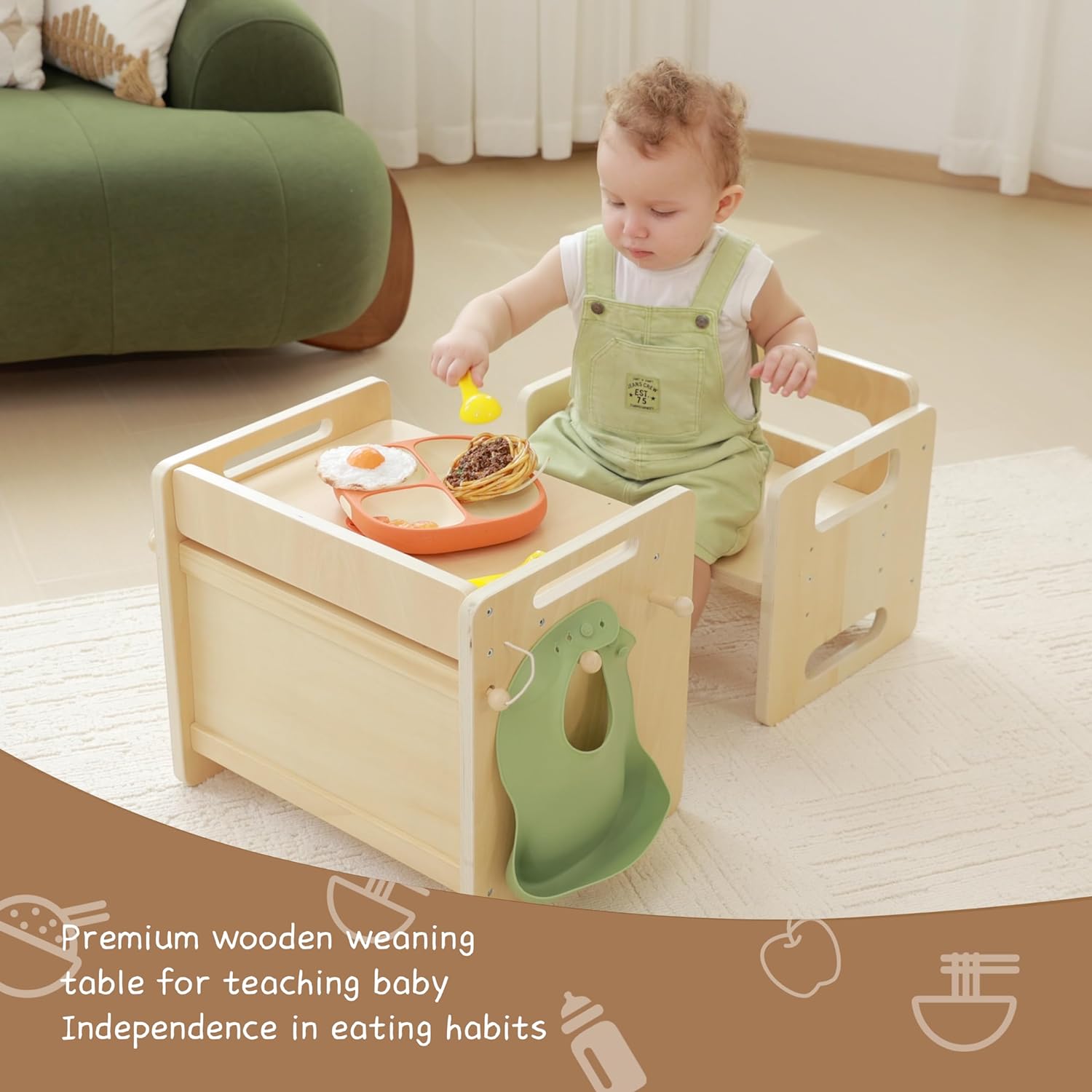 Montessori Weaning Table and Chair Set - Adjustable for Toddlers O487406
