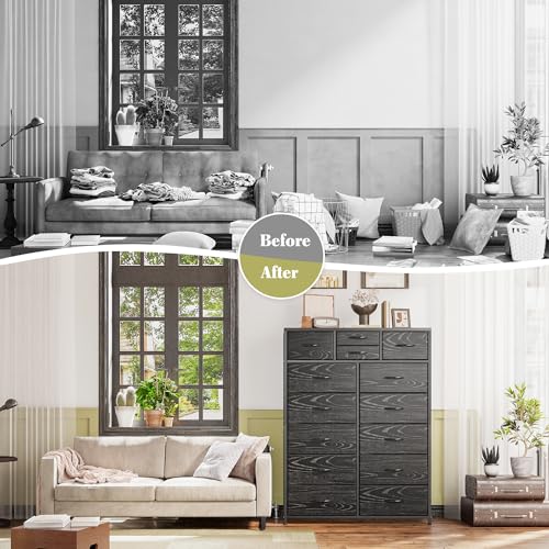 EnHomee Pink Tall Dresser with 14 Drawers, Metal Frame and Wooden Top Y156483
