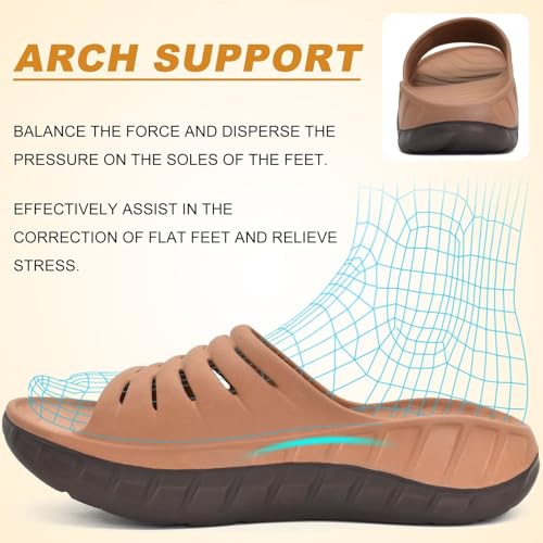 KuaiLu Men's Recovery Sandals Orthotic Cushion Open Toe Sport Slides D332788