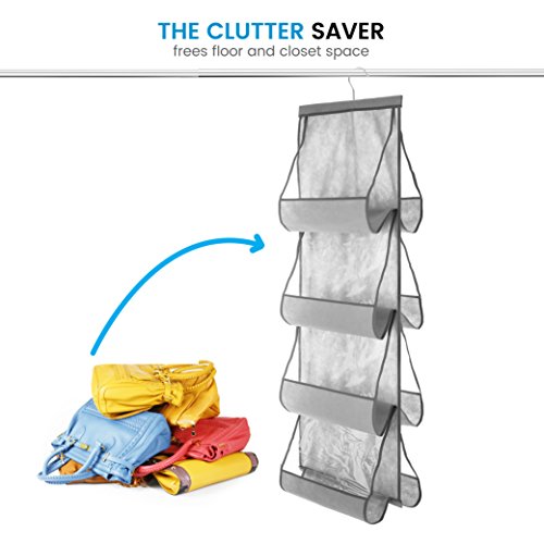 SNSLXH 5 Pack Stackable Closet Storage Basket, Foldable Closet Organizer, White W8950