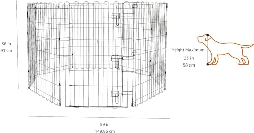 Amazon Basics Foldable Octagonal Metal Dog Playpen, Extra Large, Black G18040