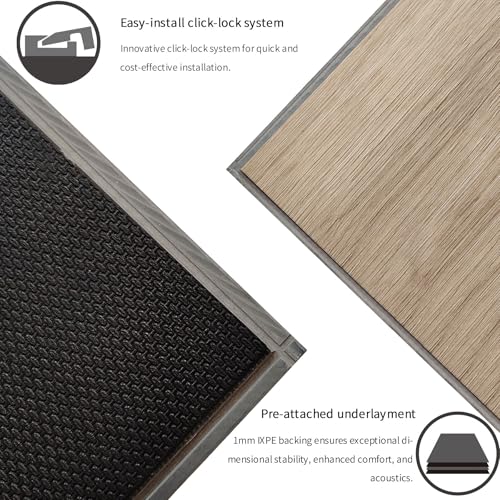 Interlocking Luxury Vinyl Flooring Wood-Look Planks SPC Rigid Core Waterproof Hickory Q852539