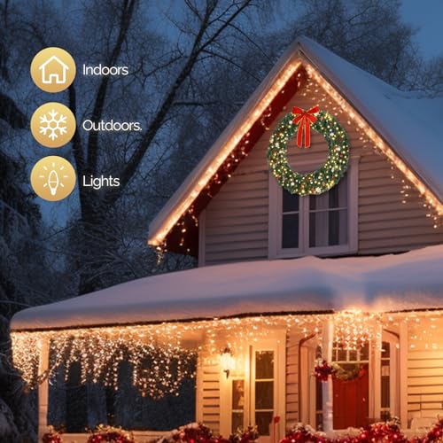 VINGLI 48 Inch Pre-lit Artificial Christmas Wreath with 150 LED Lights T885