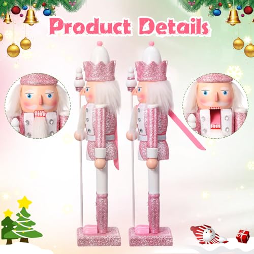 Huwena 2Pcs Christmas Nutcracker Soldier Wooden Figure Decor 12'' Z474