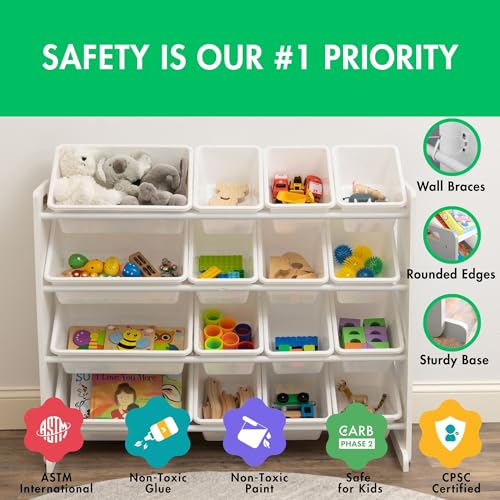 Humble Crew Supersized Toy Storage Organizer with 16 Removable Bins, Grey/White D772791