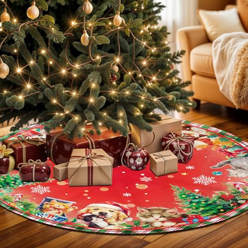 Christmas Tree Skirt 36 Inch with Snowman Reindeer Santa Snowflake L183244