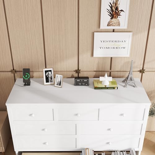 KEIKI Queen Size Murphy Bed with Charging Station and Drawer, Walnut B45816