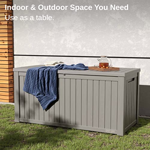 EAST OAK 60 Gallon Waterproof Outdoor Storage Box, Grey A4870