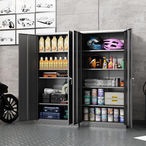 Metal Storage Cabinet 72" Locking with 2 Doors and 4 Shelves F9397