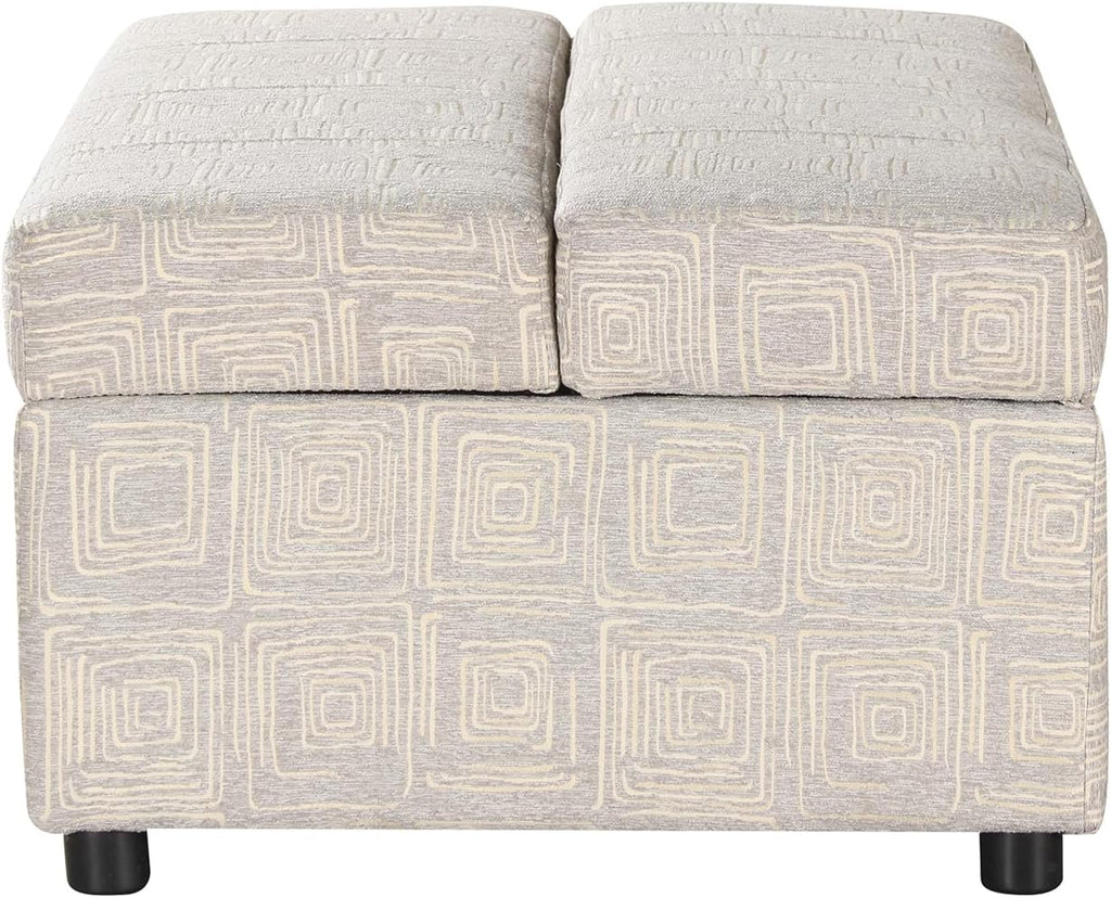 Twin Size Folding Ottoman Sleeper Bed with Mattress Light Gray I4488