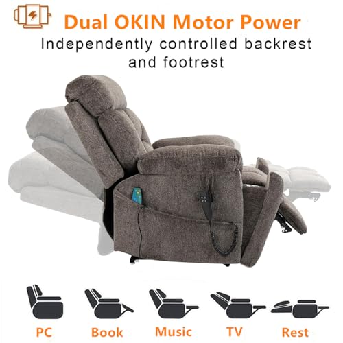 Lift Chair Recliner with Massage and Heat, Heavy Duty for Seniors, Brown V12888