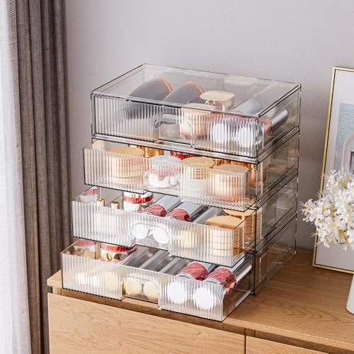 ZHIAI 3 Pack Clear Stackable Acrylic Cosmetic Organizer with Drawers N472