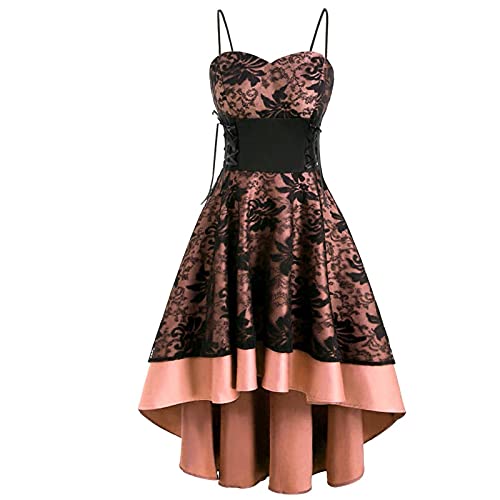 Feancey Goth Dress for Women 1950s Dark Retro Steampunk Dress Medieval Punk Hippie Dresses Cosplay Halloween Prom Party Dress