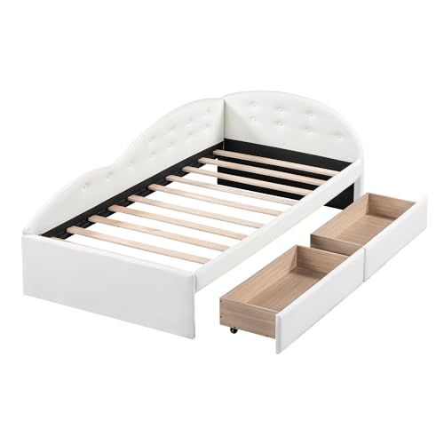 Velvet Upholstered Twin Daybed with Storage Drawers, Gray L64937