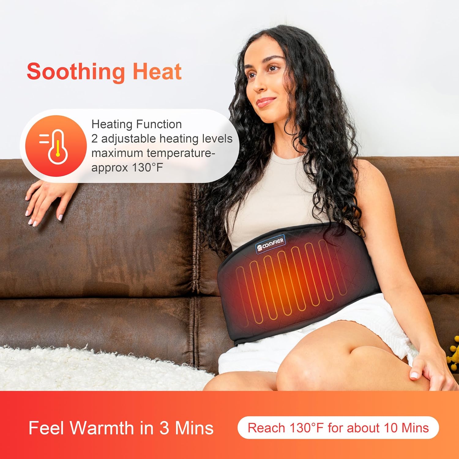 COMFIER Heating Pad for Back Pain with Vibration Massager, Auto Shut Off I746453