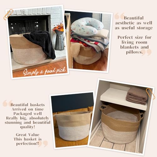INDRESSME Large Cotton Rope Storage Basket with Handles, 90L Grey R37552