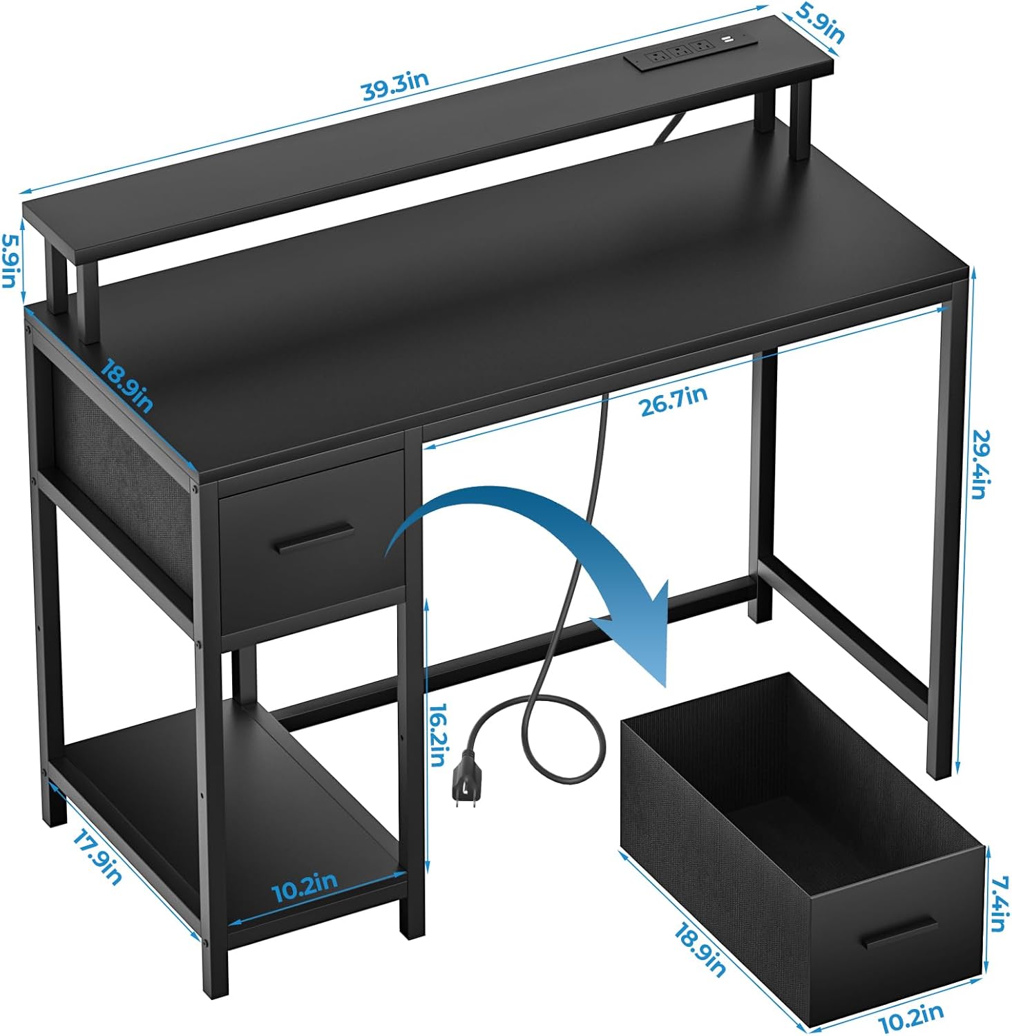 GreenForest Computer Desk with Monitor Stand for Home Office L1581