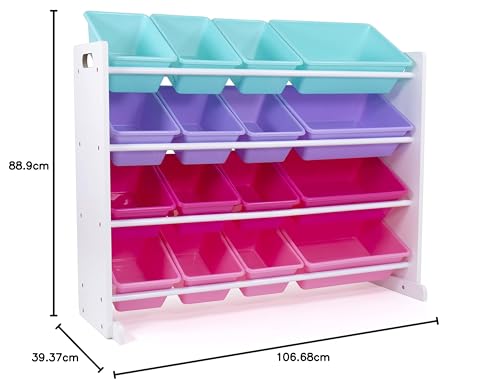 Humble Crew Supersized Toy Storage Organizer with 16 Removable Bins, Grey/White D772791