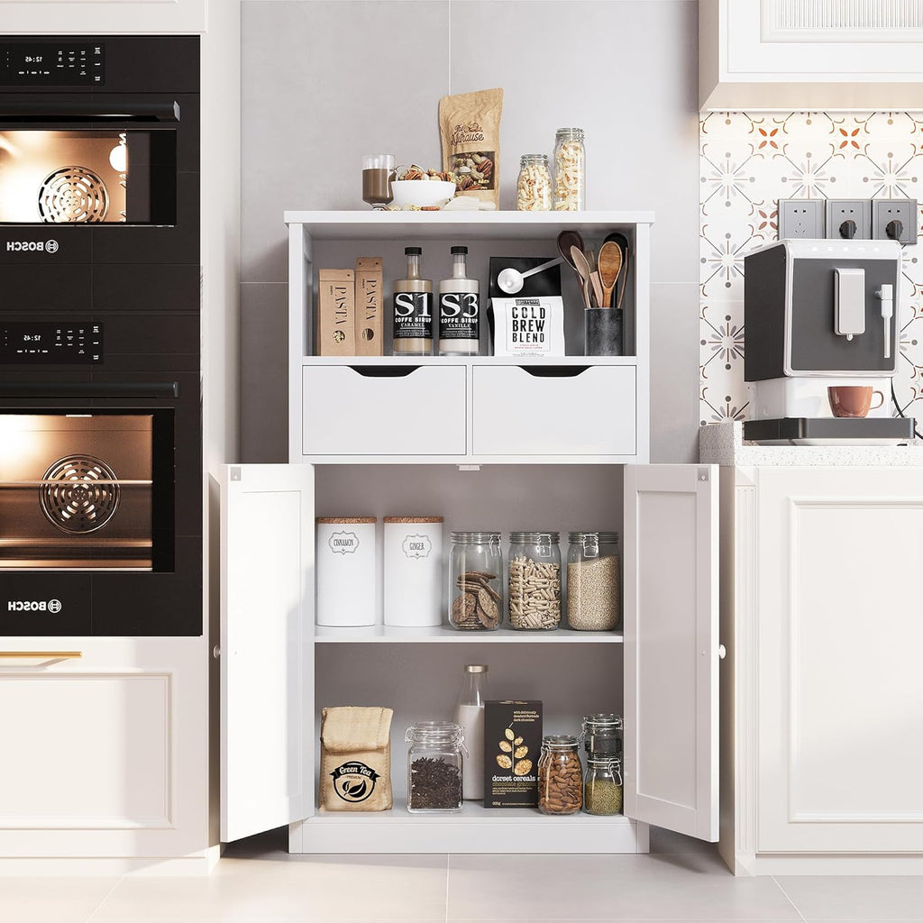 Shintenchi Floor Storage Cabinet with Doors and Drawers, White W381485