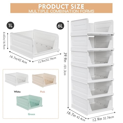 5 Pack Stackable Closet Storage Basket, Foldable Organizer, White M149842