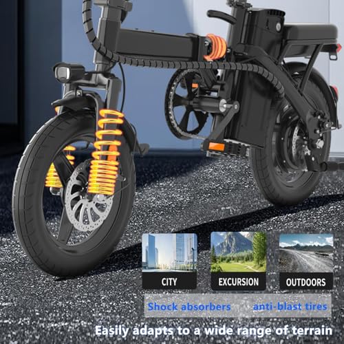 Peak 500W Folding Electric Bike for Adults, 14" Mini Ebike with Removable Battery D85153