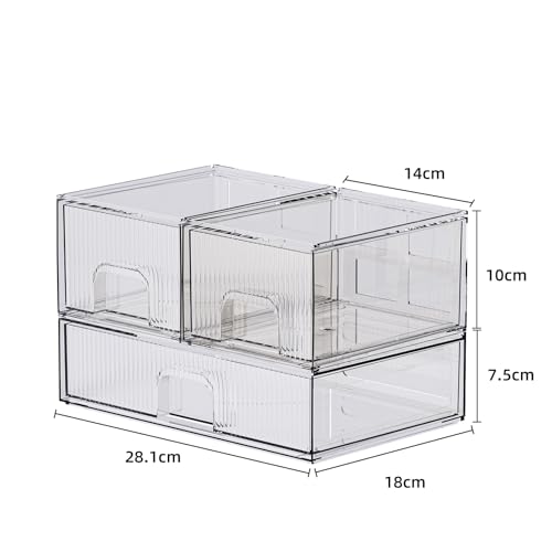 ZHIAI 3 Pack Clear Stackable Acrylic Cosmetic Organizer with Drawers N472