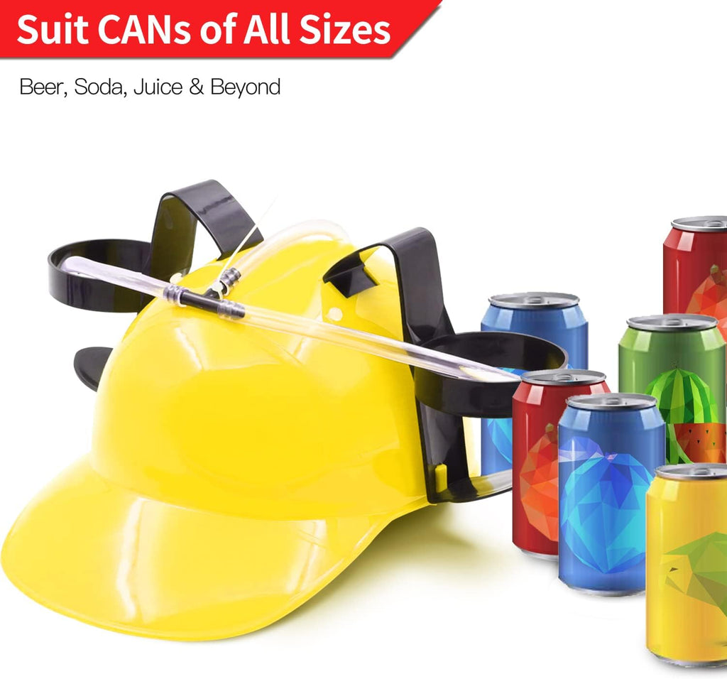 Novelty Place Drinking Helmet - Adjustable Can Holder Cap with Straw (Yellow) N574399