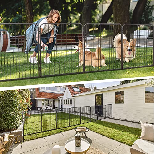 LEMY 16 Panels 32 in Metal Pet Playpen with Door, Black N86004