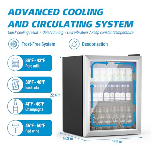 Compact Freestanding Beverage Refrigerator and Skincare Fridge, 0.9 Cu Ft Mini Fridge N768451